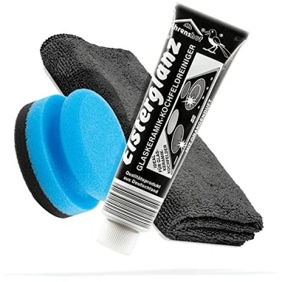 Afbeelding van detailmate Polijstset met XXL tube 150 ml glaskeramische reiniger + hoogwaardige microvezeldoek spons verwijdert krassen van kookplaat