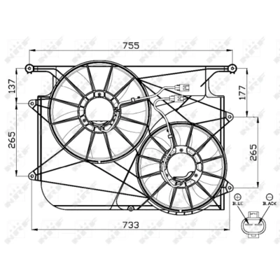 Afbeelding van NRF 47535 Radiator Ventilator 312 12 150 Met ventilatorraamwerk