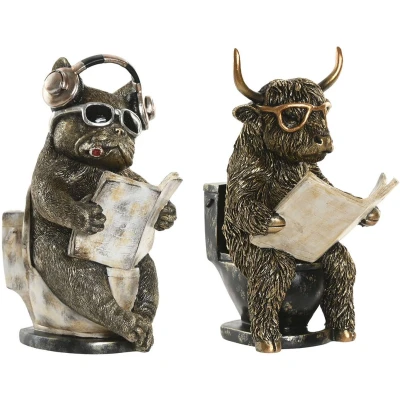 Afbeelding van Decoratieve figuren Home ESPRIT Gouden Zilverkleurig 14,5 X 11 20,5 CM (2 Stuks)
