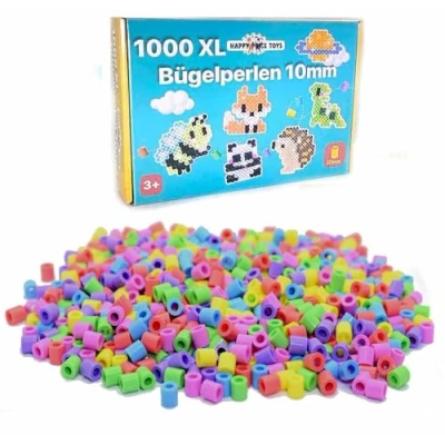 Afbeelding van 1000 stuks strijkparels Maxi XL 10 mm pastelkleuren grote strijkkralen voor kinderen vanaf 3 jaar. Happy Price Toys