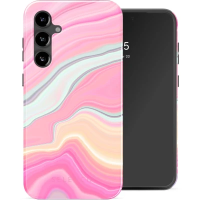 Afbeelding van Selencia Hoesje Geschikt voor Samsung Galaxy S23 FE Vivid Backcover Pastel Lipstick Marble