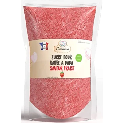 Image de GREENDOSO® Sucre Barbe à Papa pour Machine 500 Gr Goût Fraise Arôme &amp; Colorant Naturel MADE IN FRANCE.