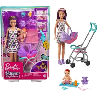 Image de Poupée Barbie Coffret Skipper Baby Sitter Balade Poussette
