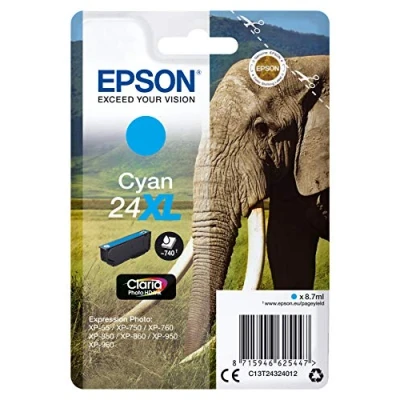 Afbeelding van Epson Elephant C13T24324022 inktcartridge 1 stuk(s) Origineel Hoog (XL) rendement Cyaan