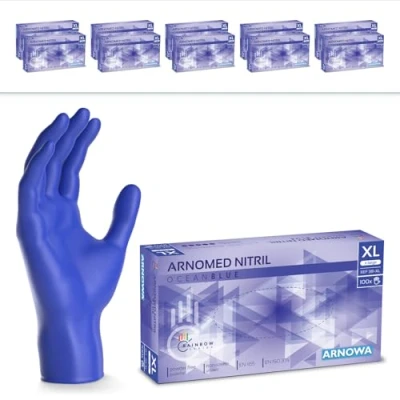 Afbeelding van ARNOMED Oceaanblauwe wegwerphandschoenen, nitril handschoenen, maat XL, wegwerphandschoen 2000 stuks (20 dozen), poedervrij en latexvrij, wegwerphandschoenen in S, M, L XL