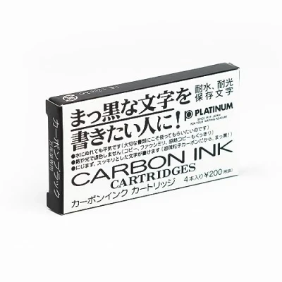 Afbeelding van Platinum Carbon Vulpenvullingen (4) Black Gratis graveren