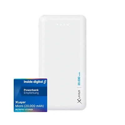 Afbeelding van Xlayer powerbank Micro White 20000mAh LiPo 2 x USB output 1 C input wit