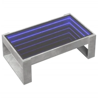 Image de vidaXL Table basse avec LED infini gris béton 90x53x30 cm