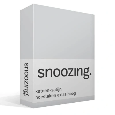 Afbeelding van Snoozing Katoen satijn Hoeslaken Extra Hoog Lits jumeaux 200x220 cm Grijs