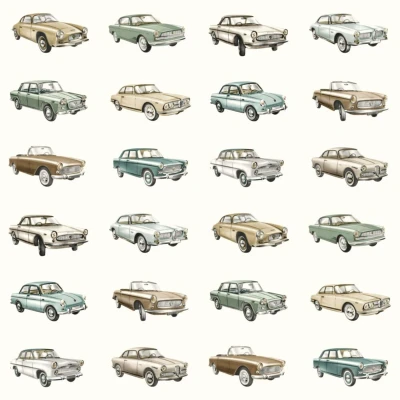 Afbeelding van ESTAhome behang vintage auto&#039;s beige 139546 53 cm x 10,05 m