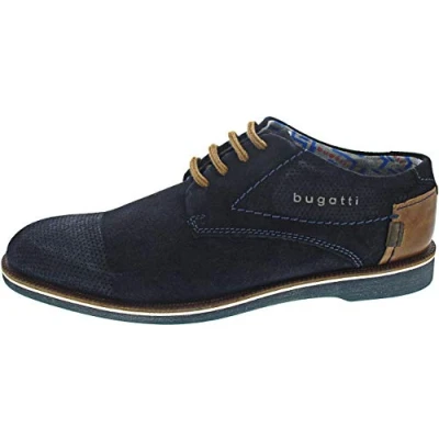 Afbeelding van bugatti Veterschoenen, Heren, Maat: 42, Dark blue Veloursleer