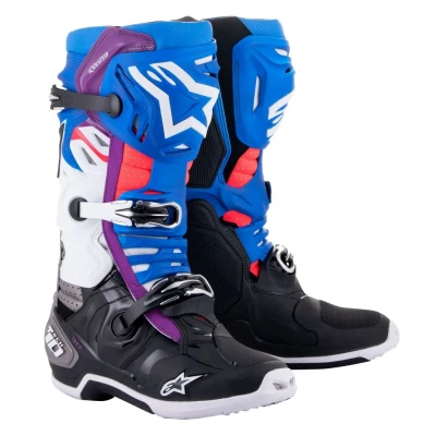 Afbeelding van Alpinestars Tech 10 Supervented Crosslaarzen Zwart / Blauw Paars Wit maat 9 = 43
