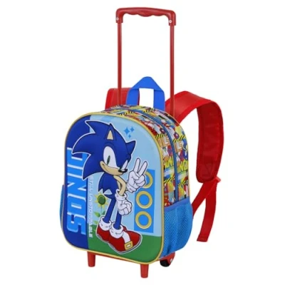 Afbeelding van Sonic The Hedgehog SEGA Unstoppable Small 3D rugzak met wieltjes, blauw, 26 x 34 cm, inhoud 7 l, Blue Sonic, One Size, Kleine Eén maat,