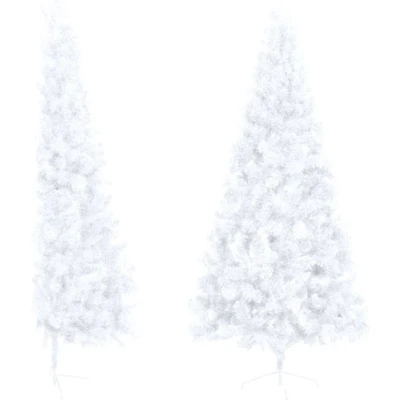 Afbeelding van Kunstkerstboom met standaard half 180 cm PVC wit