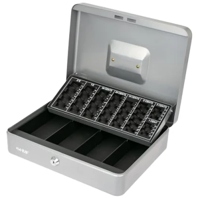 Afbeelding van HMF 4215 09 Afsluitbare geldcassette met muntvak, 30,5 x 24 8,5 cm, zilver