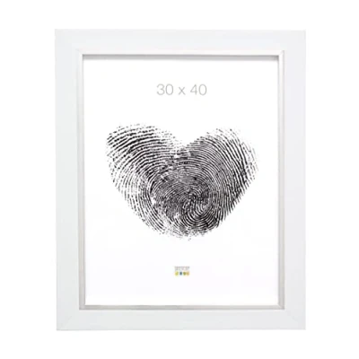 Afbeelding van Deknudt Frames fotolijst S41NK1 wit met zilverbies 30x40 cm