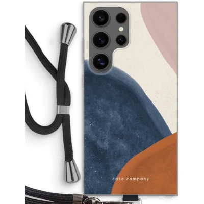 Afbeelding van Case Company® hoesje met Koord geschikt voor Samsung Galaxy S24 Ultra Geo #1 Telefoonhoesje Zwart Bescherming aan alle Kanten en Over de Schermrand