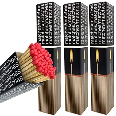 Afbeelding van Set van 270 extra lange lucifers voor kachels, barbecues, open haarden en haarden, 3 dozen