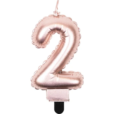 Afbeelding van Kaarsje 2 folie ballon rose goud 7cm