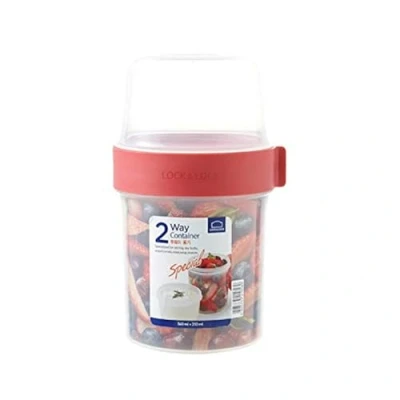 Afbeelding van LOCK &amp; Two Way Graanbeker van kunststof, kleine lunchbox met schroefdeksel en twee containers, 560 ml 310