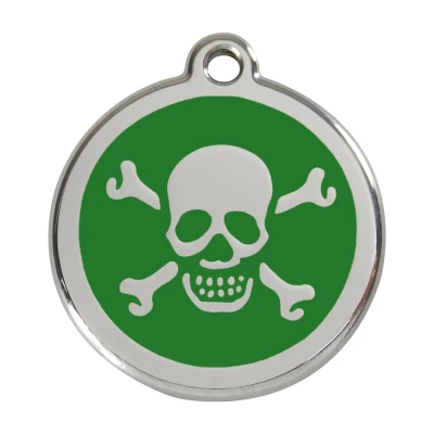 Afbeelding van Cross Bone Green roestvrijstalen hondenpenning large/groot dia. 3,8 cm RedDingo