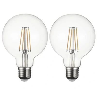 Afbeelding van Globe LED gloeilamp, E27, G95, 800 lm, warm wit 2700 K, niet dimbaar, 2 stuks [energieklasse A ]