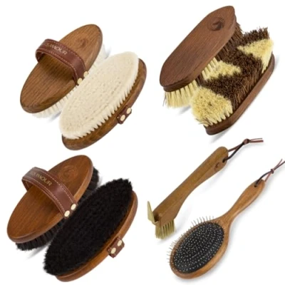 Afbeelding van Equimour Starterset Paardenborstel Houten borstel vachtverzorging Paardenaccessoires Reinigingsgereedschap voor paarden Paardenverzorging