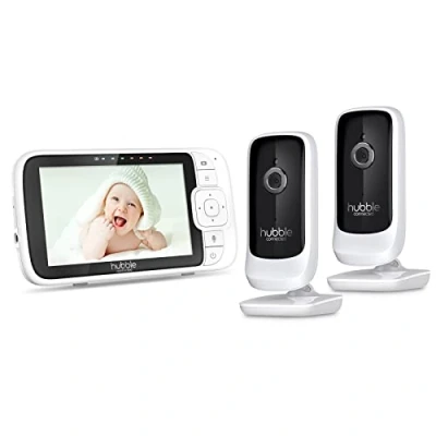 Afbeelding van Hubble Connected Nursery View Premium Twin Babyfoon 2 camera&#039;s met 5 inch display, infrarood nachtzicht, gesplitst digitale zoom en kamertemperatuursensor