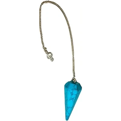 Afbeelding van Pendel van natuursteen, turquoise, kristallen klok, zeshoekig vintage voor radiesthesie, chakra reiki, Wicca meditatie (Turkije)