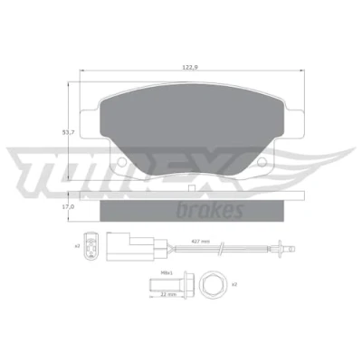 Afbeelding van TOMEX brakes TX 14 75 Remblokkenset Achteras Incl. slijtage waarschuwingscontact Met remzadelschroef FORD: Transit Mk6 Van, Minibus