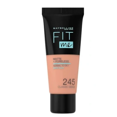 Image de Maybelline New York Fond de teint Fluide Fit Me Matte &amp; Poreless Peaux normales à grasses Teinte : 245 Beige Classique 30 ml