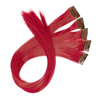 Afbeelding van CAISHA 55 cm kleurrijke strengen clip in extensions glad haar lang haarstukje rood BST139