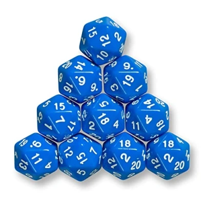 Afbeelding van W20 polyedrische dobbelstenen voor rollenspellen en tablets, blauw, 10 stuks