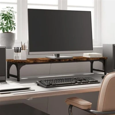 Image de vidaXL Support de moniteur chêne fumé 85x23x15,5 cm bois d&#039;ingénierie834007
