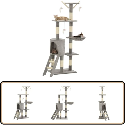 Afbeelding van vidaXL Kattenkrabpaal met sisal krabpalen 138 cm grijs