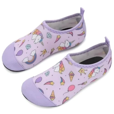 Afbeelding van IceUnicorn Waterschoenen voor kinderen, surfsokken, zwemmen, zwembad en strand, jongens, meisjes, baby, sneldrogend, antislip, Roze