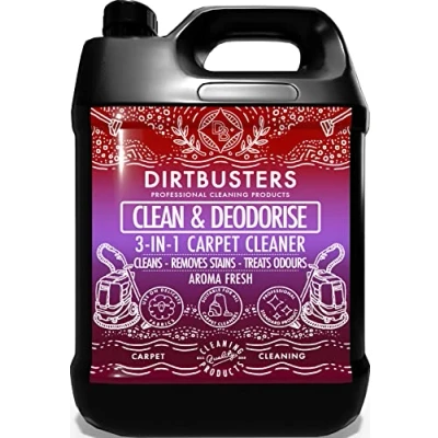 Afbeelding van Dirtbusters 3 in 1 tapijt en meubelreiniger met etherische oliën van geranium kamille, reinigt ontgeurt, ideaal voor reinigingsmachines, verwijdert geuren