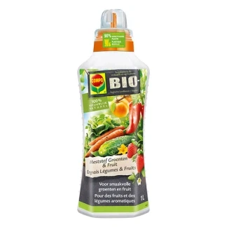 Afbeelding van COMPO Bio Vloeibare Meststof Groenten &amp; Fruit 100% natuurlijk voor een rijke en smaakvolle oogst fles 1 L