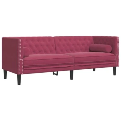 Image de vidaXL Canapé Chesterfield avec traversins 3 places velours372697