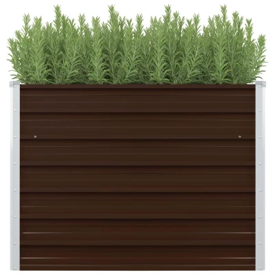 Afbeelding van Plantenbak verhoogd 100x100x77 cm gegalvaniseerd staal bruin