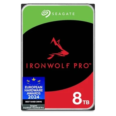 Image de Seagate IronWolf Pro 8 To, Disque dur d&#039;entreprise interne NAS HDD CMR, 3,5, SATA 6 Gbits/s, 7 200 tr/min, 256 Mo de mémoire cache, services Rescue Ouverture facile (ST8000NTZ01)