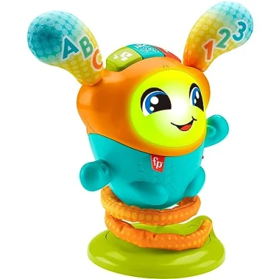 Afbeelding van Fisher Price Mijn Kleine DJ 4 in 1 speelgoedrobot met veer Interactief speelgoed voor baby&#039;s van 9 maanden tot 36 Muzikaal en verlicht educatief om plezier te leren,