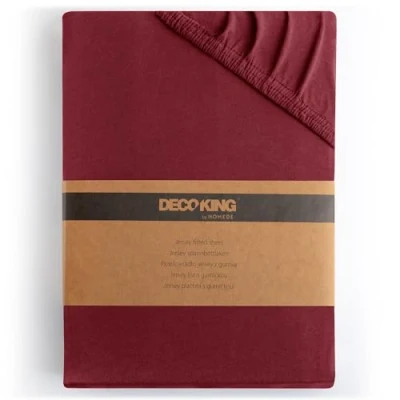 Image de DecoKing Drap Housse 80x200 90x200 cm 100% Coton Peigné Jersey Doux 80x200cm 90x200cm Bordeaux Amber