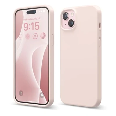 Afbeelding van elago Liquid siliconen hoesje compatibel met iPhone 15 Plus, hoogwaardige kwaliteit, integraal beschermend omhulsel [4 laags schokbestendige structuur], zachte anti kras microvezel voering (roze)