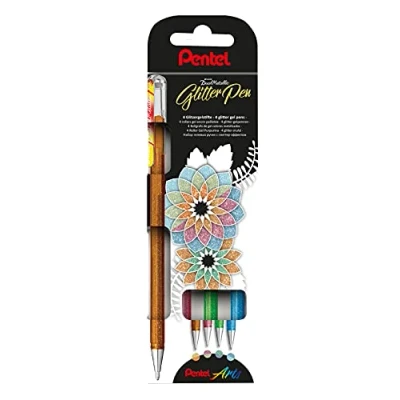 Afbeelding van Pentel K110 4DM Hybride gelrol, dubbel, metallic, verschillende kleureffecten op licht/donker papier,