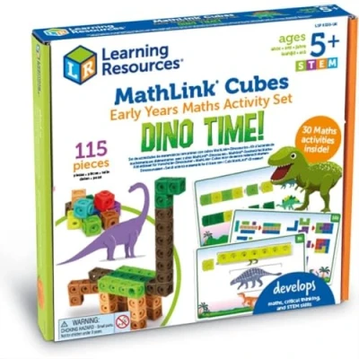 Afbeelding van Learning Resources Elementaire wiskunde activiteitenset met MathLink kubussen: tijdperk van de dinosaurussen, vanaf 5 jaar