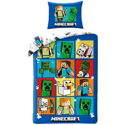 Afbeelding van Minecraft Dekbedovertrek, Creepers Eenpersoons 140 x 200 cm Katoen