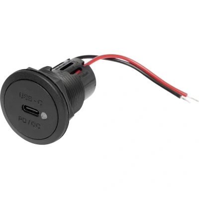 Afbeelding van ProCar Power USB C Einbausteckdose PD/QC mit LED max. 30 W inbouwstopcontact met watt Stroombelasting (max.): 3 A 12 of 24 V=
