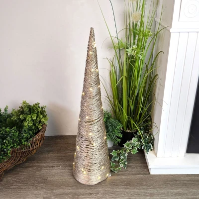 Afbeelding van Bigbuy Christmas Kerstboom Gouden Warm Wit Ø 20 X 80 Cm (3 Stuks)