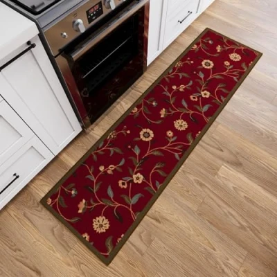 Afbeelding van Ottomanson Ottohome Collection loper tapijtloper, antislip, bloemenpatroon, 57 x 210 cm, rood